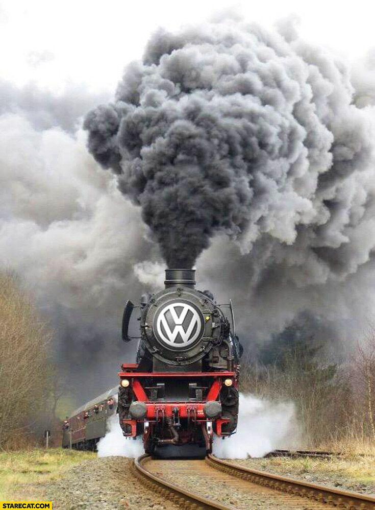 Smoking VW Logo - Volkswagen logo steam engine train massive smoke | StareCat.com