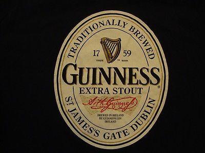 Guinness Extra Stout Logo - Guinness Extra Stout Beer Logo Drinks Alcohol Black Cotton T Shirt ...