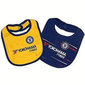 Blue Fan and Yellow Logo - Chelsea Bibs 2 Pack 18/19 Baby Blue & Yellow Fan Gift Official ...