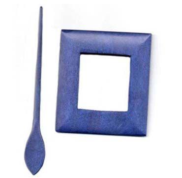 Blue Rectangle in Blue P Logo - Wooden Shawl Pin