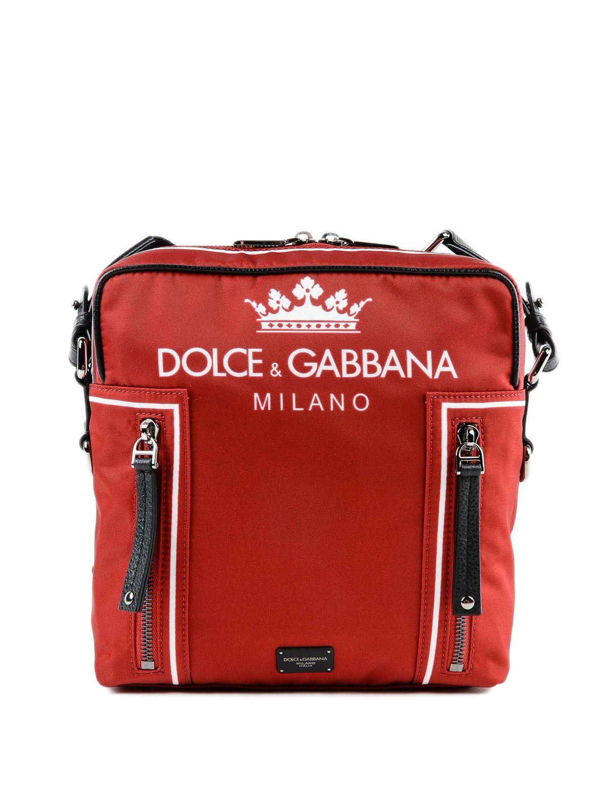 Luggage Red Cross Logo - Dolce & Gabbana - Logo print red nylon messenger bag - cross body ...