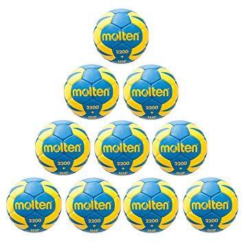 Blue Fan and Yellow Logo - Fan Sport 24 Molten Handball H2X2200 by Training Ball Pack Of 10