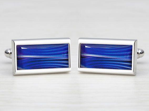 Blue Rectangle in Blue P Logo - Blue Mystique - Rectangle Cufflinks