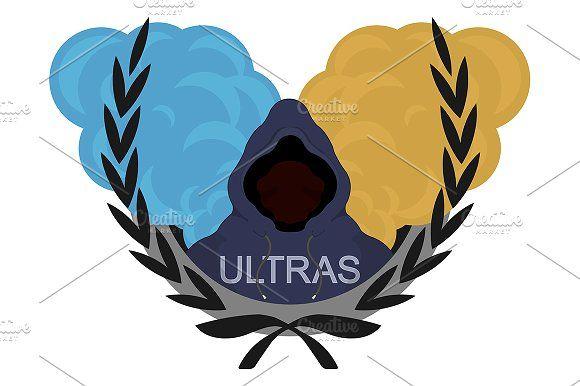 Blue Fan and Yellow Logo - Football fan. Ultras logo. Vector Illustrations Creative Market