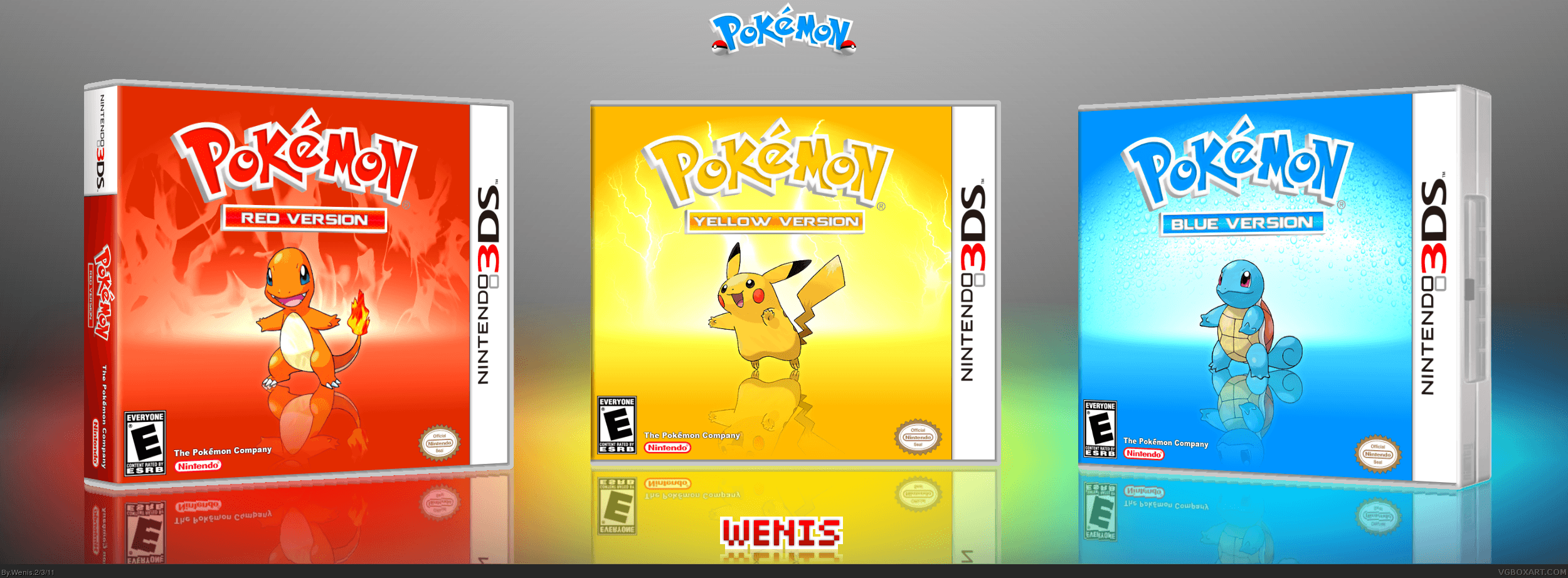 Blue Fan and Yellow Logo - Fan made Pokemon Red/Yellow/Blue 3DS game cases...how I wish this ...