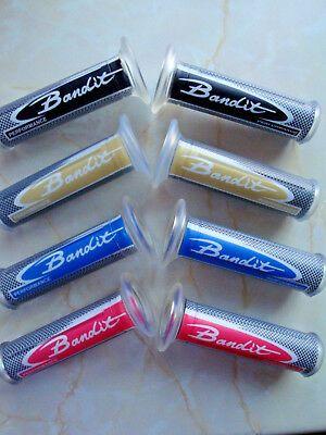 Red Gold and Blue Logo - SUZUKI BANDIT GSF 600 / 650 / 1200 / 1250 Logo Grips Red, Gold, Or