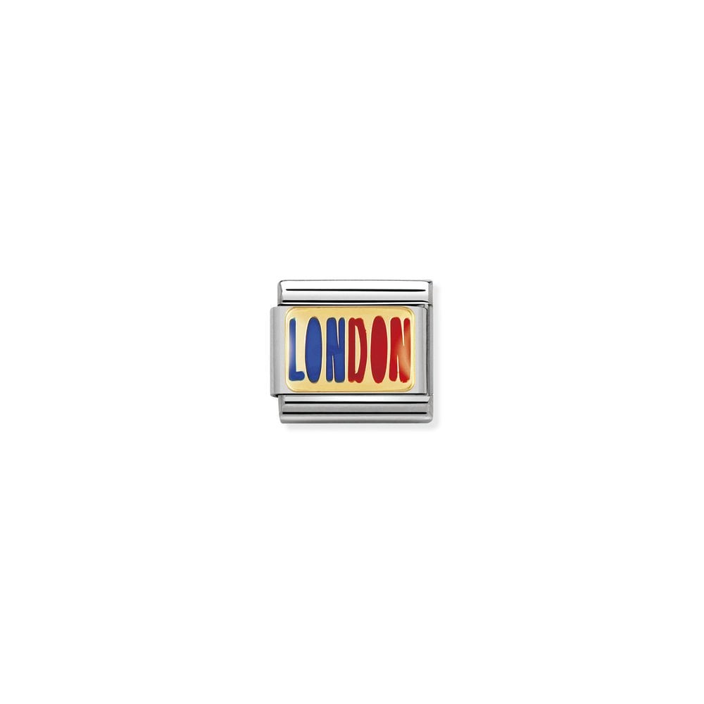 Red Gold and Blue Logo - NOMINATION Enamel & Gold Blue & Red London Charms