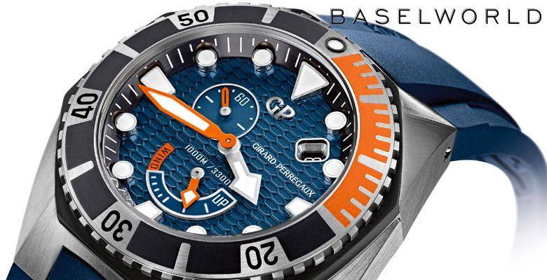 Orange and Blue Hawk Logo - Girard-Perregaux Sea Hawk Blue & Orange - Baselworld 2014