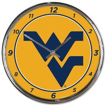 Cool WV Logo - WinCraft West Virginia Mountaineers Chrome Wall Clock