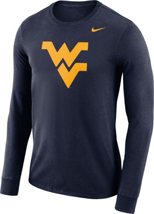 Cool WV Logo - Nike Men's West Virginia Mountaineers Blue Dri-FIT Logo Long Sleeve Shirt