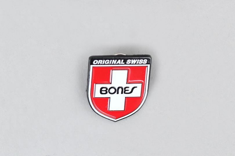 Swiss Shield Logo - Bones Swiss Shield Lapel Pin from Slam City Skates London UK