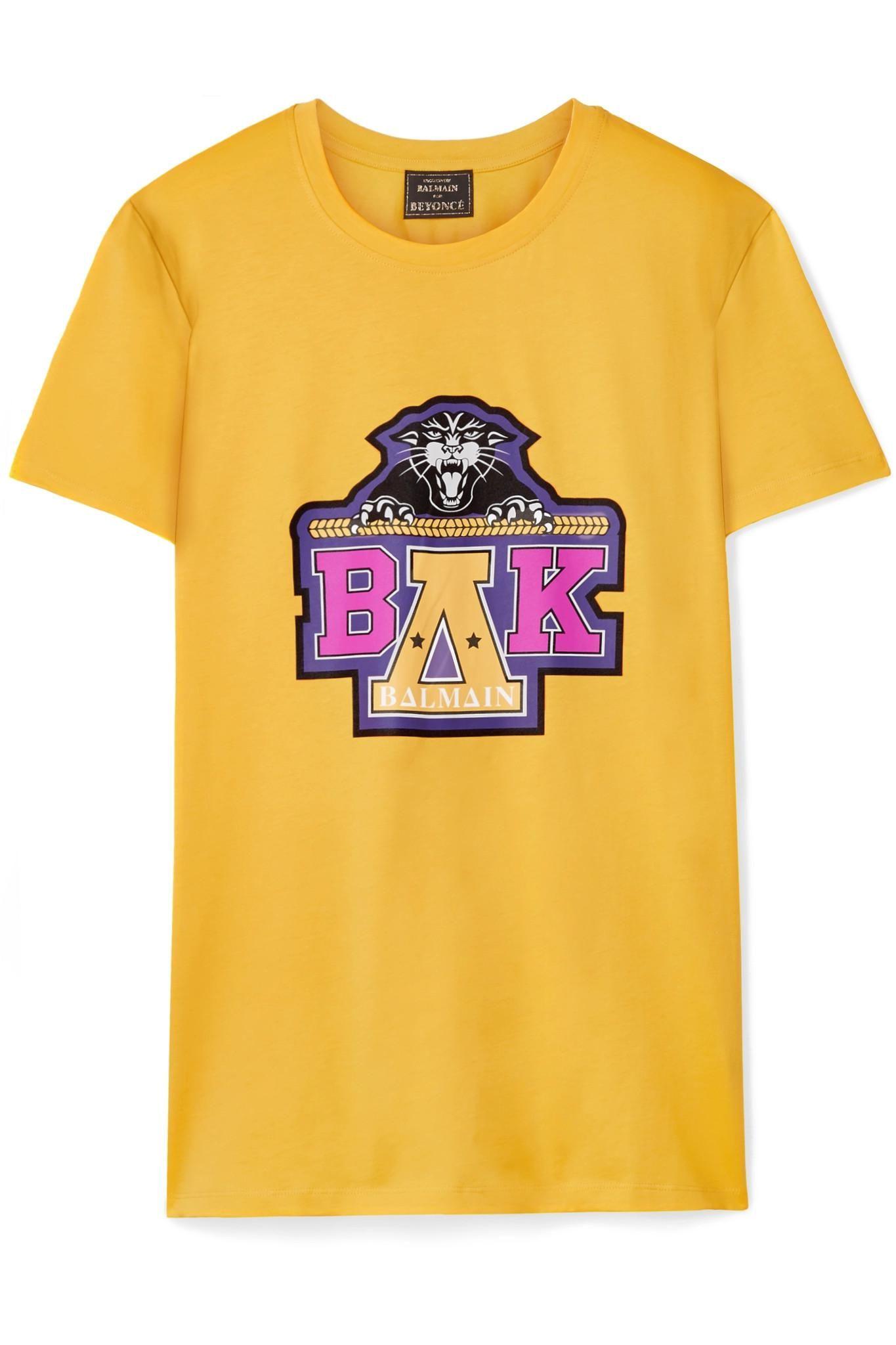 Balmain Beyonce Logo - Balmain + Beyoncé Coachella Printed Cotton-jersey T-shirt in Yellow ...