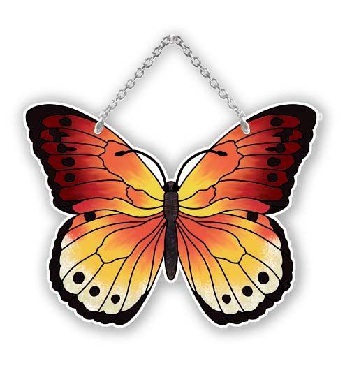 Red and Yellow Butterfly Logo - Suncatcher SSD1021R Red Yellow Butterfly Joan Baker Designs