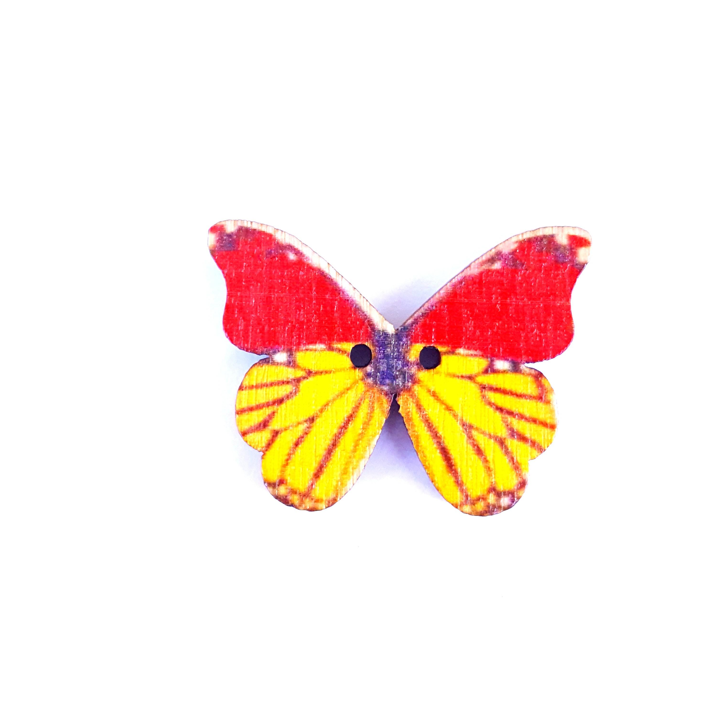 Red and Yellow Butterfly Logo - Red yellow Butterfly Button | Kunayah
