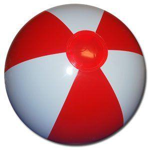 Red and White Sphere Logo - Beachballs'' Red & White Beach Ball: Sports & Outdoors