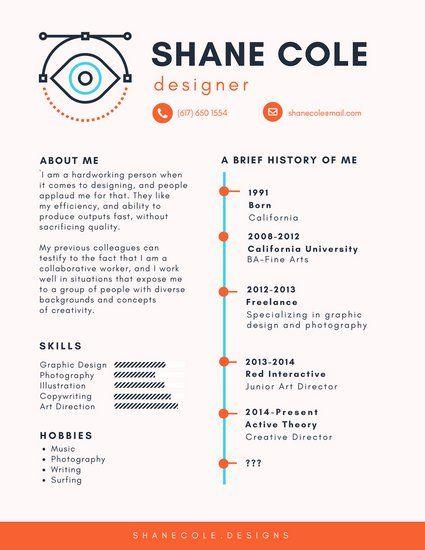 Resume Logo - Simple Orange Logo Infographic Resume - Templates by Canva