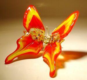 Red and Yellow Butterfly Logo - Blown Glass Figurine Murano Art Red and Yellow BUTTERFLY