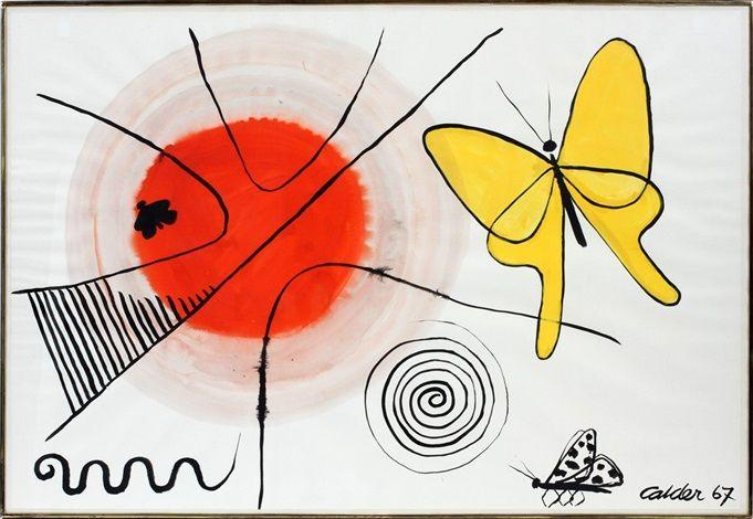 Red and Yellow Butterfly Logo - YELLOW BUTTERFLY AND SUN by Alexander Calder on artnet