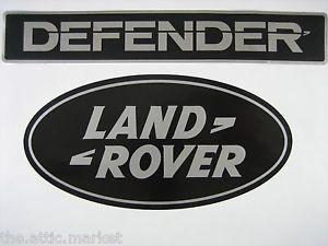 Land Rover Automotive Logo - Land Rover Defender 90 110 Front and Rear Logo Name Decal Tape Set ...