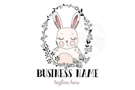 Cute Bunny Logo - DIGITAL Custom logo design cute bunny logo cartoon bunny