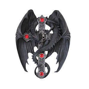 Dragon Wing Logo - Dragon Wings Cross Statue.Wall Plaque.Medieval Style Home Decor