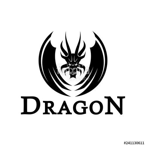 Dragon Wing Logo - Dragon wings Circle logo design vector silhouette template Stock