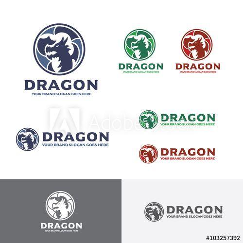 Dragon Wing Logo - Dragon head emblem, Aggressive Dragon roar Logo, Dragon wing circle ...