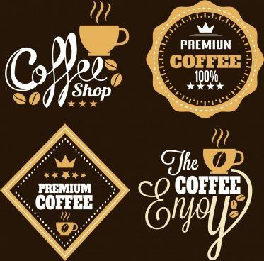 Brown White Logo - Coffee Logotypes Labels Sets Flat Brown White Design PNG Image