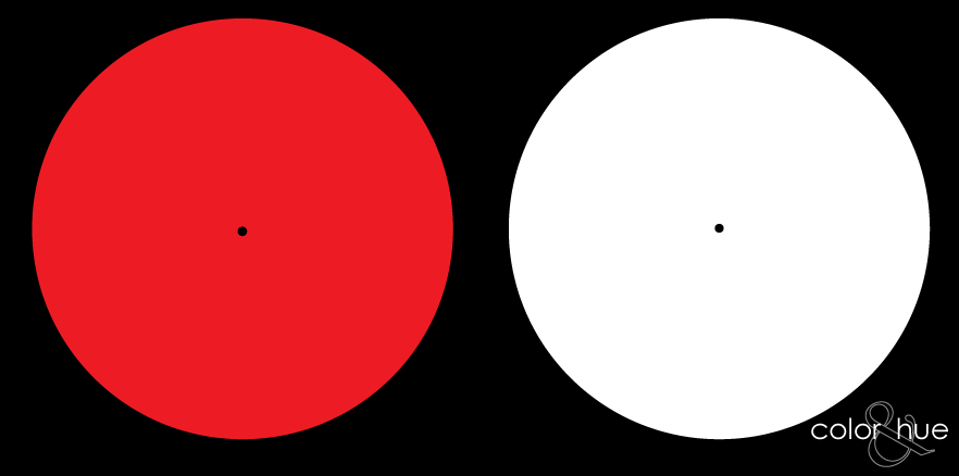 White with Black Dot Circle Logo - stare at the black dot on the red circle for 30 seconds then move