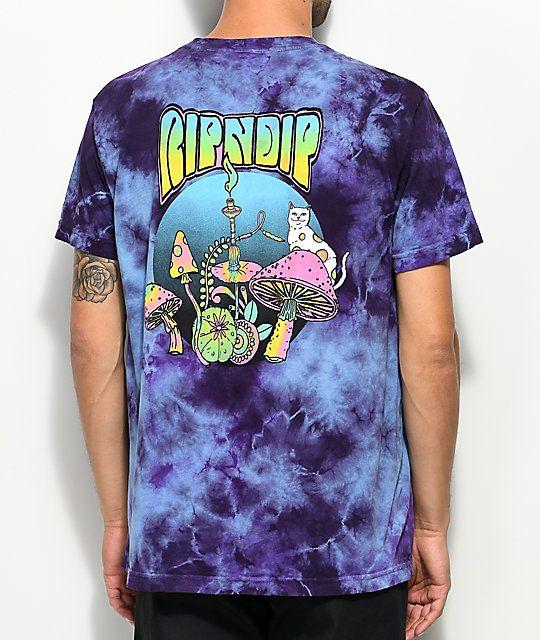 Ripndip Psychedelic Logo - RIPNDIP Psychedelic Purple Acid Wash Pocket T-Shirt | Zumiez