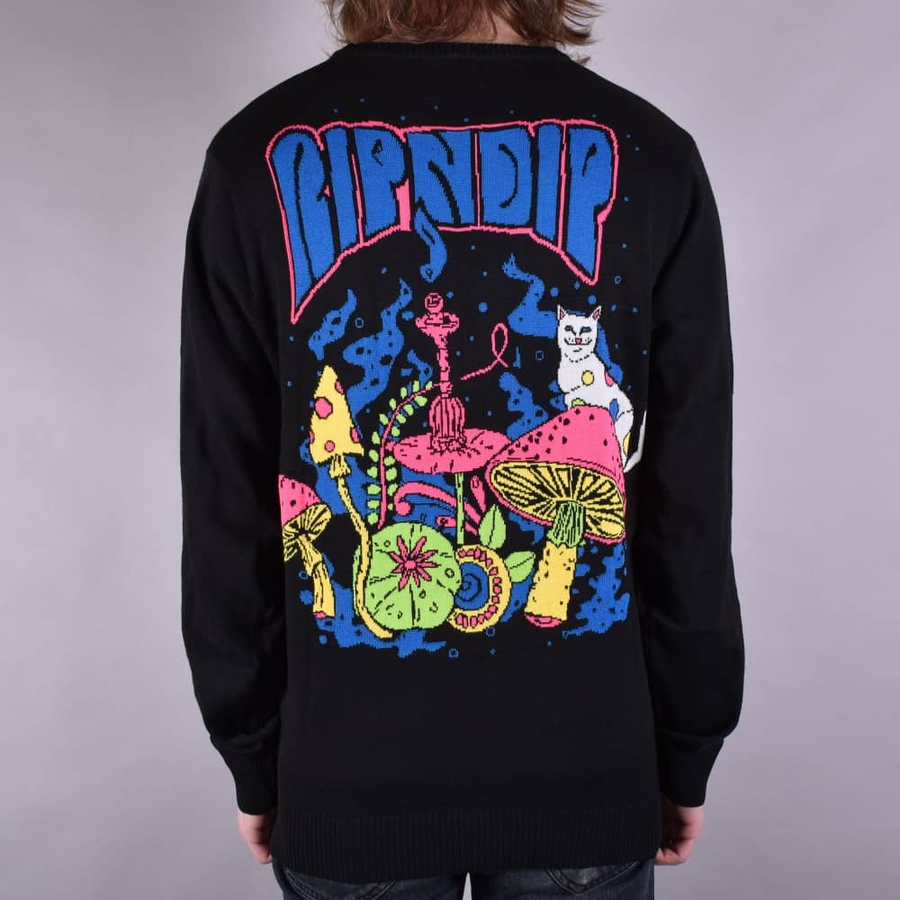 Ripndip Psychedelic Logo - Rip N Dip Psychedelic Knitted Sweater - Black - SKATE CLOTHING from ...