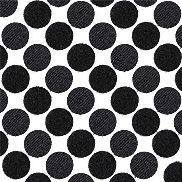 White with Black Dot Circle Logo - 200x Black Dot Hook & Loop Spots Adhesive Velcro Circle Dots