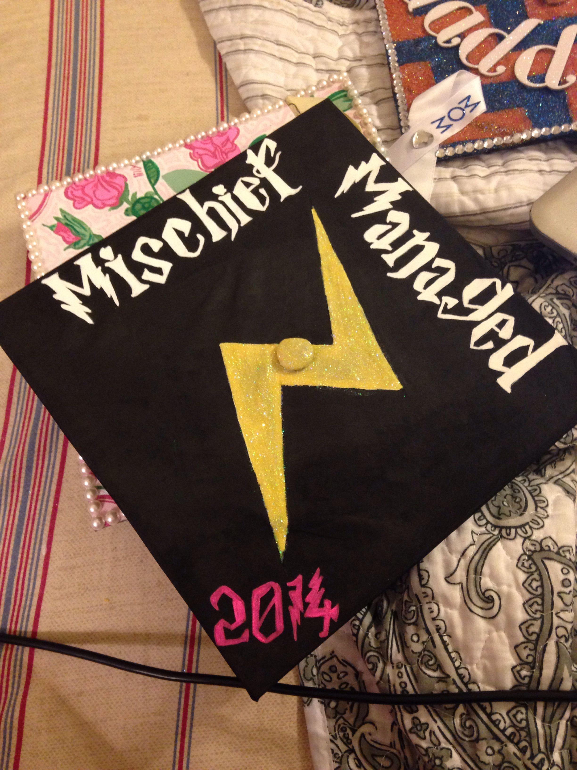 Lightning Bolt College Logo - The latest creation.Harry Potter Mischief Managed grad cap