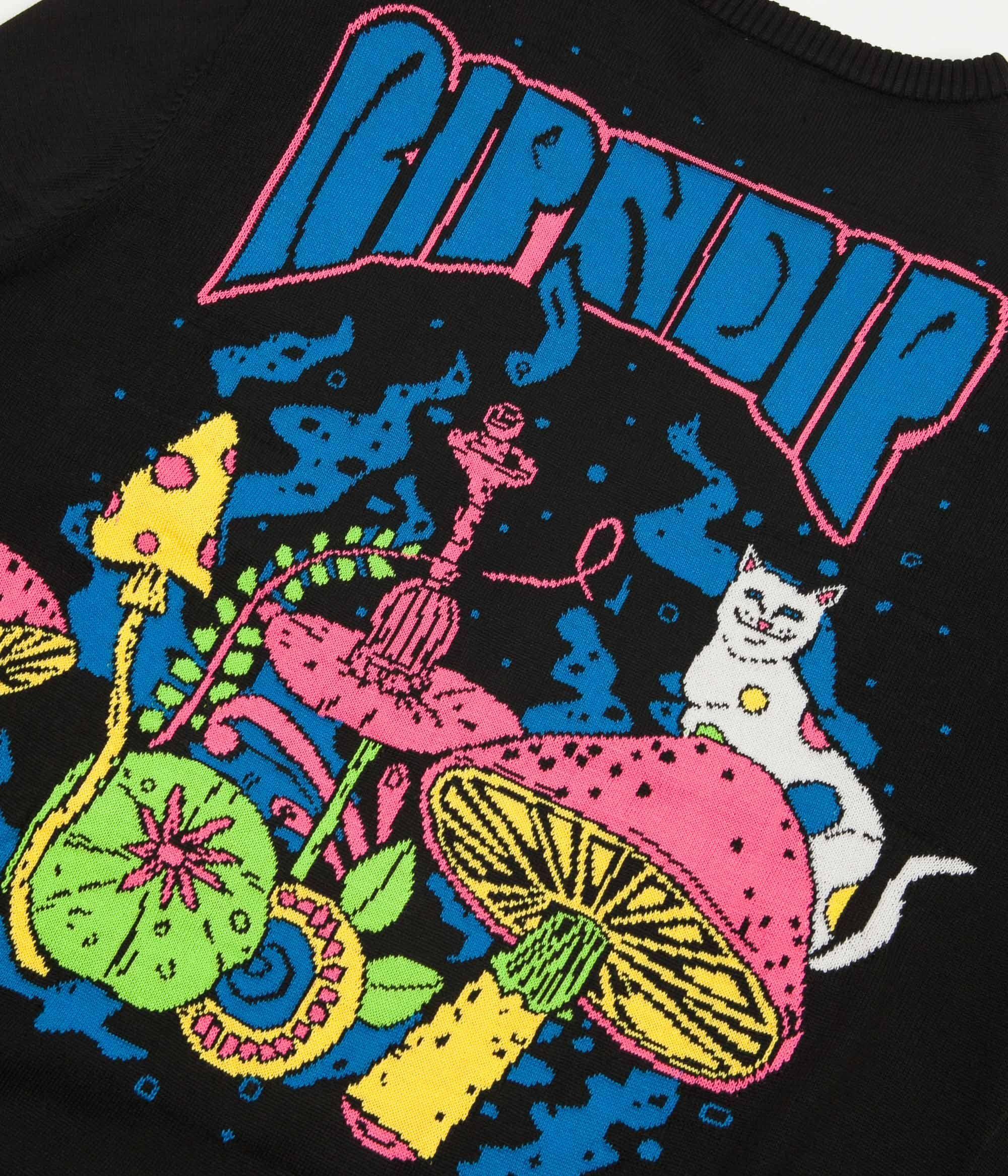 Ripndip Psychedelic Logo - Rip N Dip Psychedelic Knit Crewneck Sweatshirt - Black | Flatspot