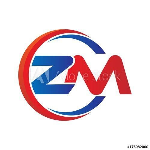 ZM Logo - zm logo vector modern initial swoosh circle blue and red this