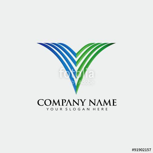 V Company Logo - Elegant initial V Leaf Blue Green logo company elegant simple
