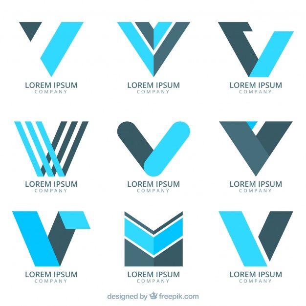 V Company Logo - Abstract logos collection of letter v in flat design Vector. Free