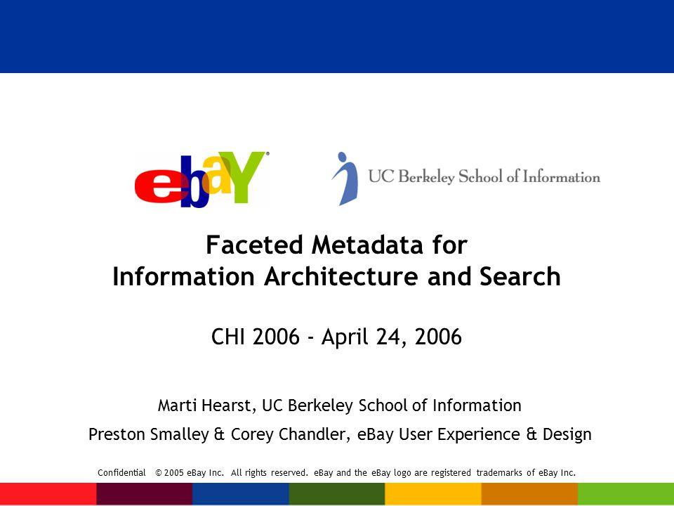 eBay Inc. Logo - Confidential © 2005 eBay Inc. All rights reserved. eBay and the eBay ...