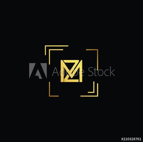 ZM Logo - Initial Gold letter MZ ZM Logo Design with black Background Vector ...