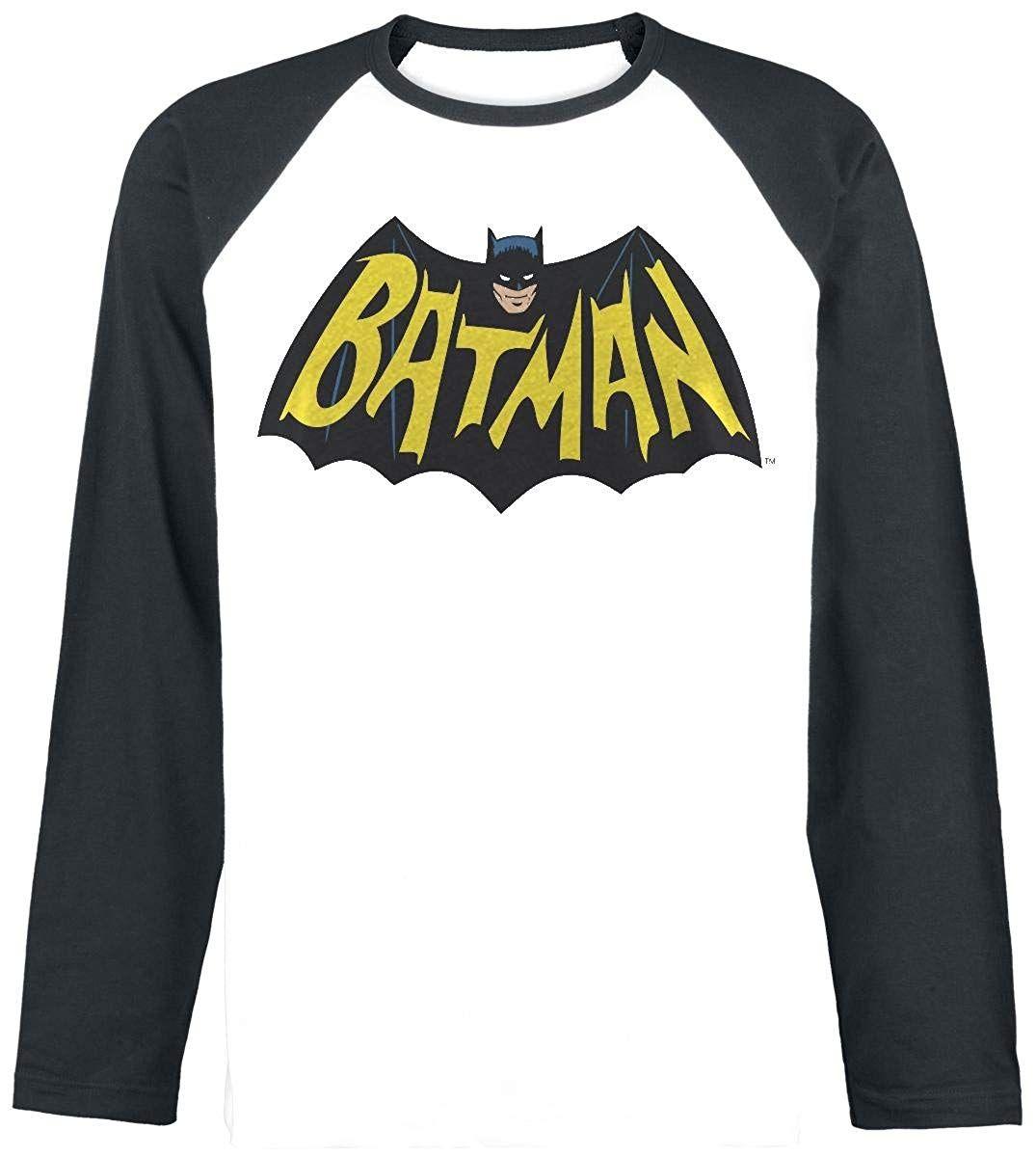 Batman 1966 Logo - Batman 1966 Logo Longsleeve White Black XXL: Amazon.co.uk: Clothing