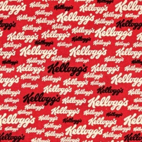 Red Cereal Logo - Cotton Fabric - Food Fabric - Kellogg's Logo Company Name Kellogg ...