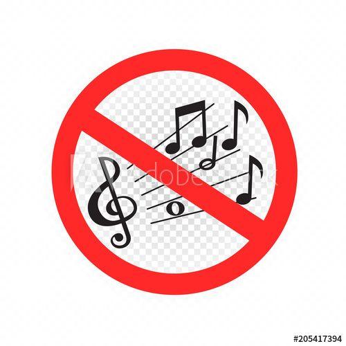 Round Red Line Logo - No music sound sign symbol icon on white transparent background ...