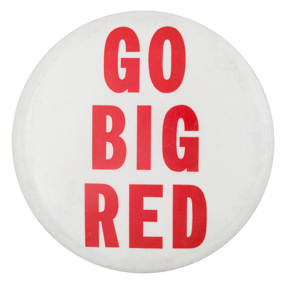 Big Red Oval Logo - Go Big Red | Busy Beaver Button Museum