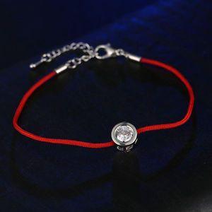 Round Red Line Logo - Lucky Red line bracelet with 6mm Round Cubic Zircon Charm Against