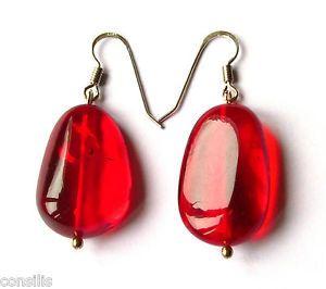 Big Red Oval Logo - Genuine Baltic amber earrings, big red oval beads, 925 sterling ...
