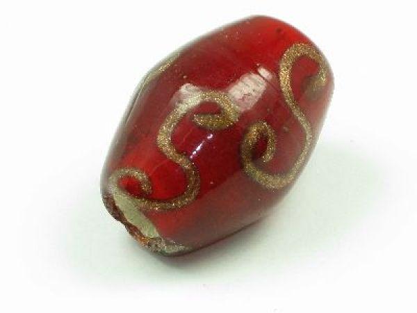 Big Red Oval Logo - Large red oval gold swirl - Bamba Beads