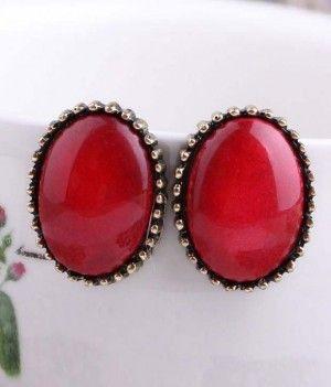 Big Red Oval Logo - Studs - Cinderella big red oval stone studs | Snapdeal