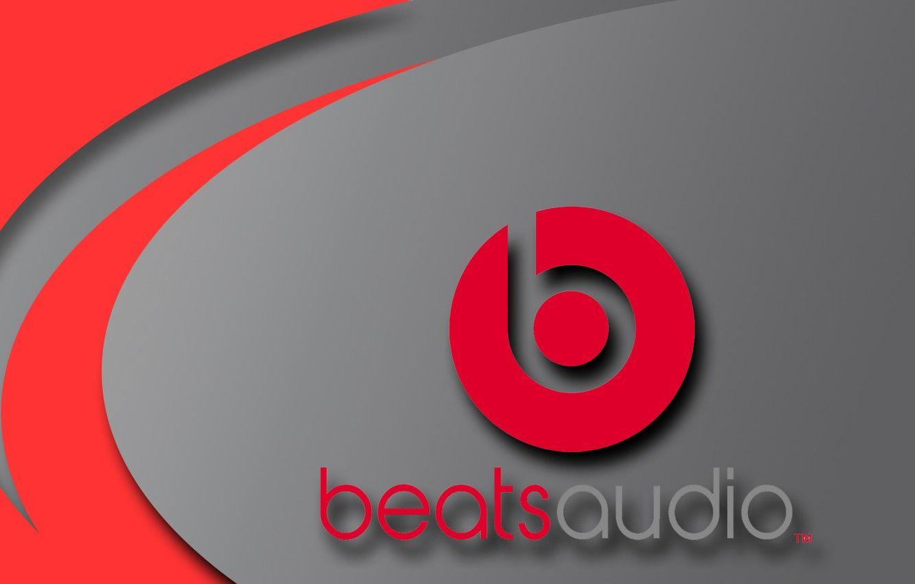 Red Dre Beats Logo - Wallpaper red, music, grey, logo, music, headphones, speakers, logo ...