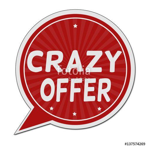 Red Speech Bubble Logo - Crazy offer red speech bubble label or sign