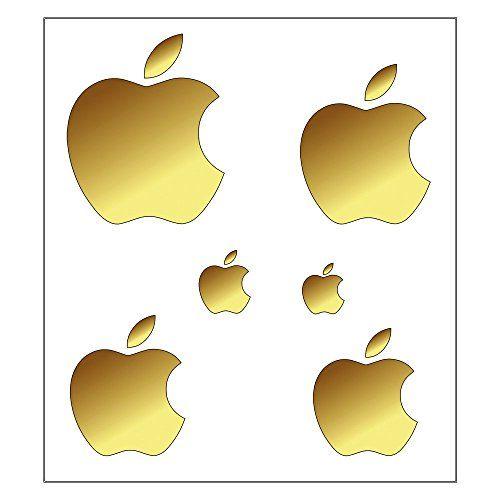 Gold Apple Logo - Set of 6 different size Metal Gold Apple Logo Sticker Sticker Vinyl